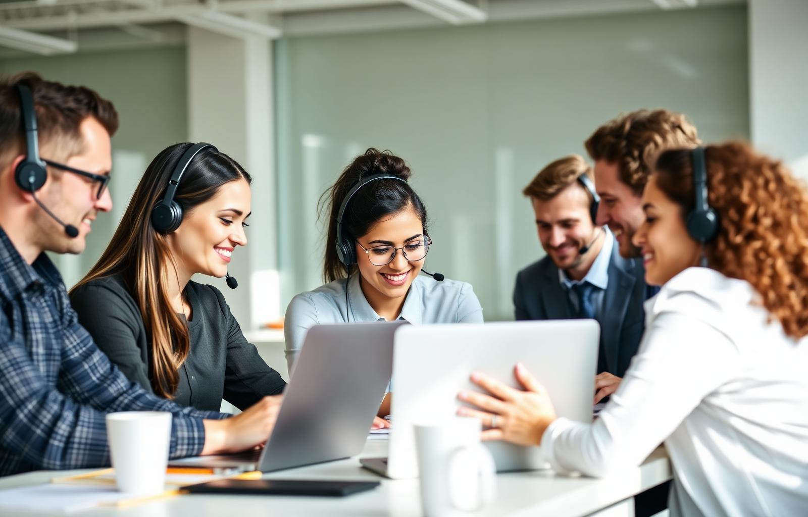 Customer service team collaborating